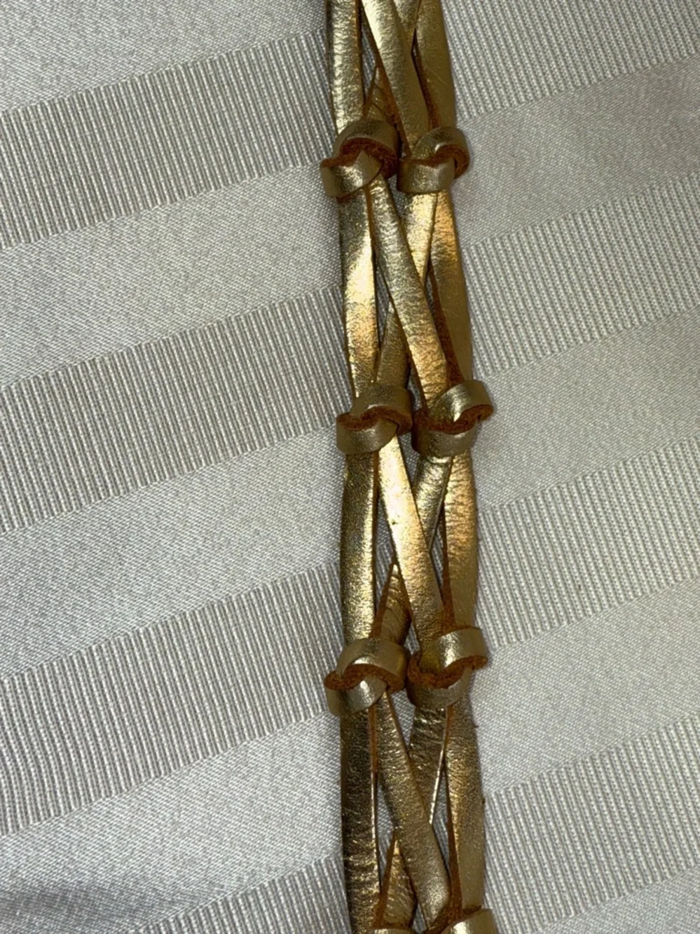 Fossil Gold Metallic Braided Leather Belt Sz-Medium